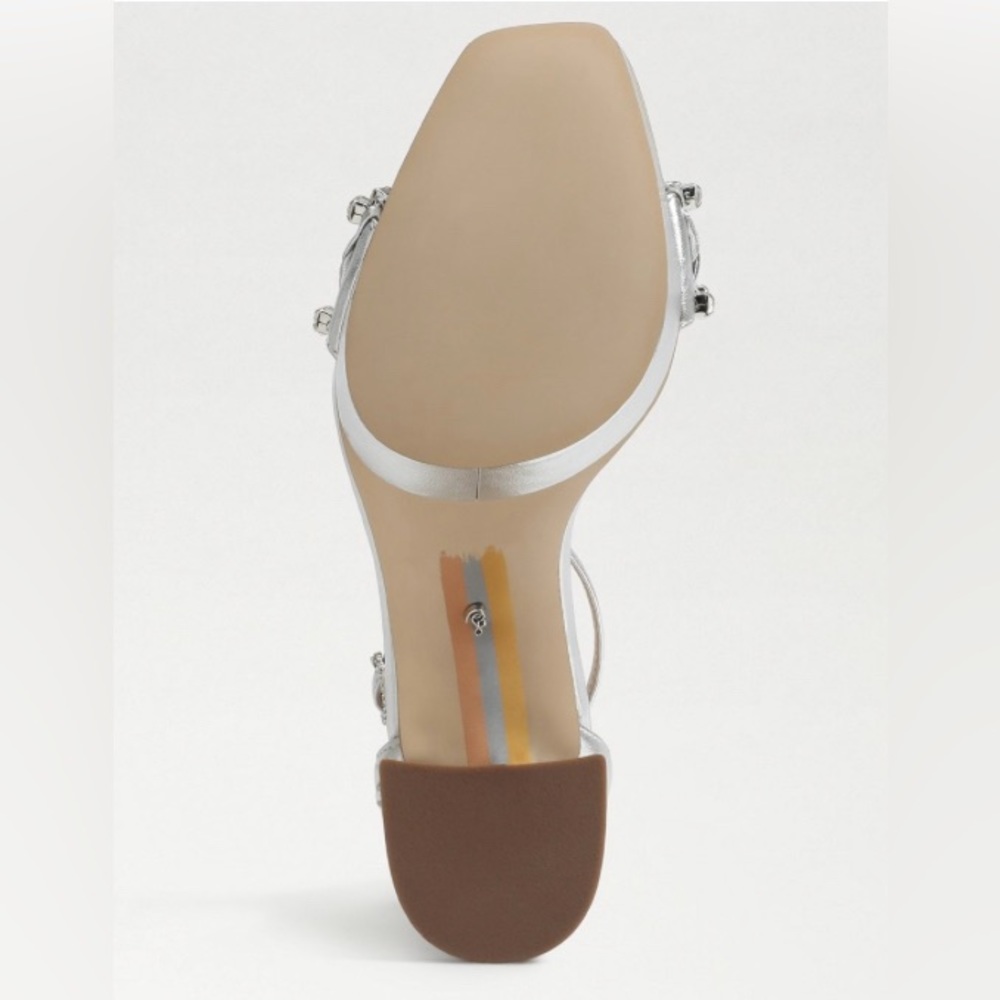 Sam Edelman Women's NINETTE Platform Silver Metallic LEATHER Heel Shoe MSRP $180 - Picture 5 of 9